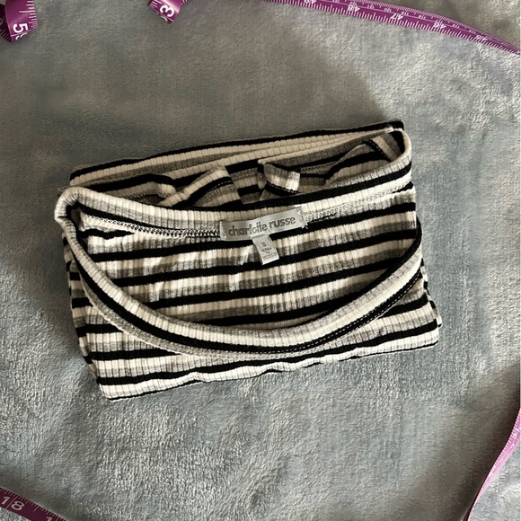 B&W Striped Charlotte Russe Tee - Picture 1 of 7